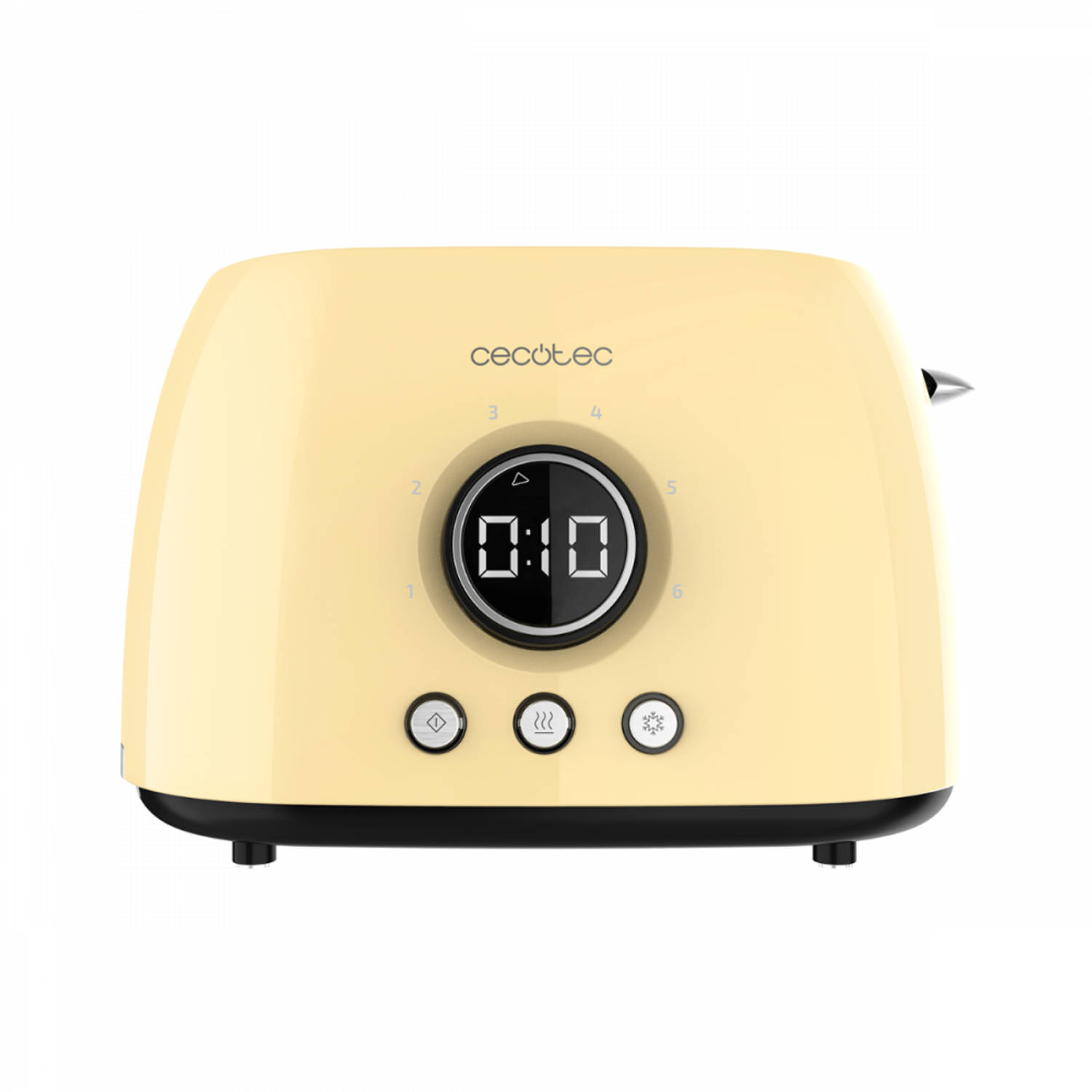 Cecotec Retro Broodrooster - Timer - Opzetstuk Voor Broodjes - Opwarmen En Ontdooien - Geel