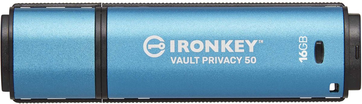 Kingston IronKey Vault Privacy 50 unidad flash USB 16 GB USB tipo A 3.2 Gen 1 (3.1 Gen 1) Azul, Lápiz USB