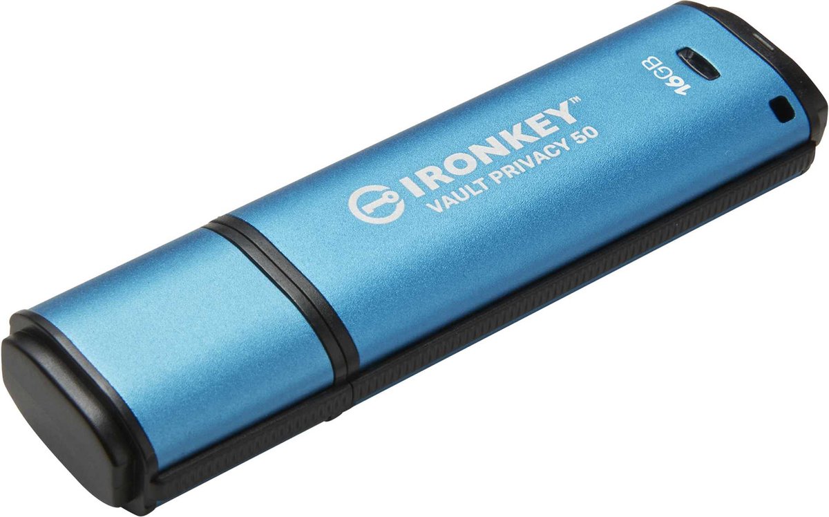 Kingston IronKey Vault Privacy 50 unidad flash USB 16 GB USB tipo A 3.2 Gen 1 (3.1 Gen 1) Azul, Lápiz USB