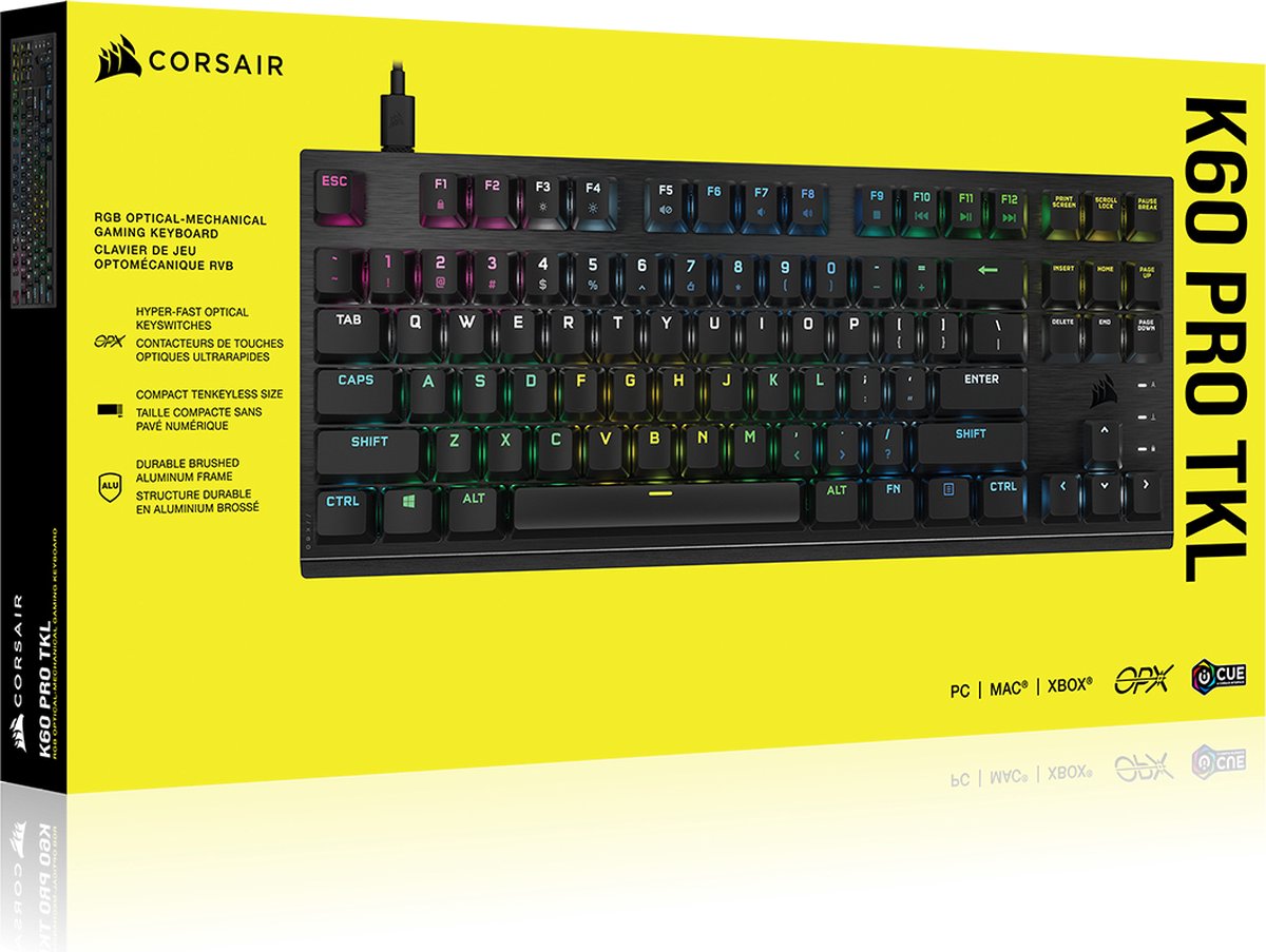 Corsair K60 Pro Tkl Optisch-mechanisch Rgb Gaming Toetsenbord Zwart