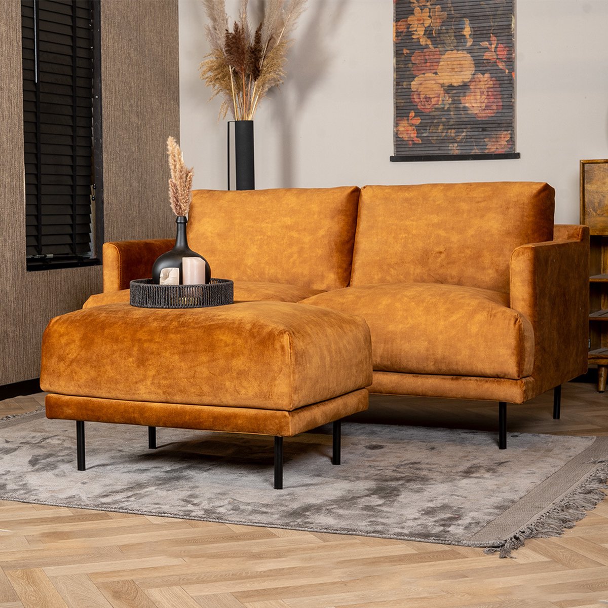 Bronx71 Hocker Denver eco-leer antraciet - Grijs