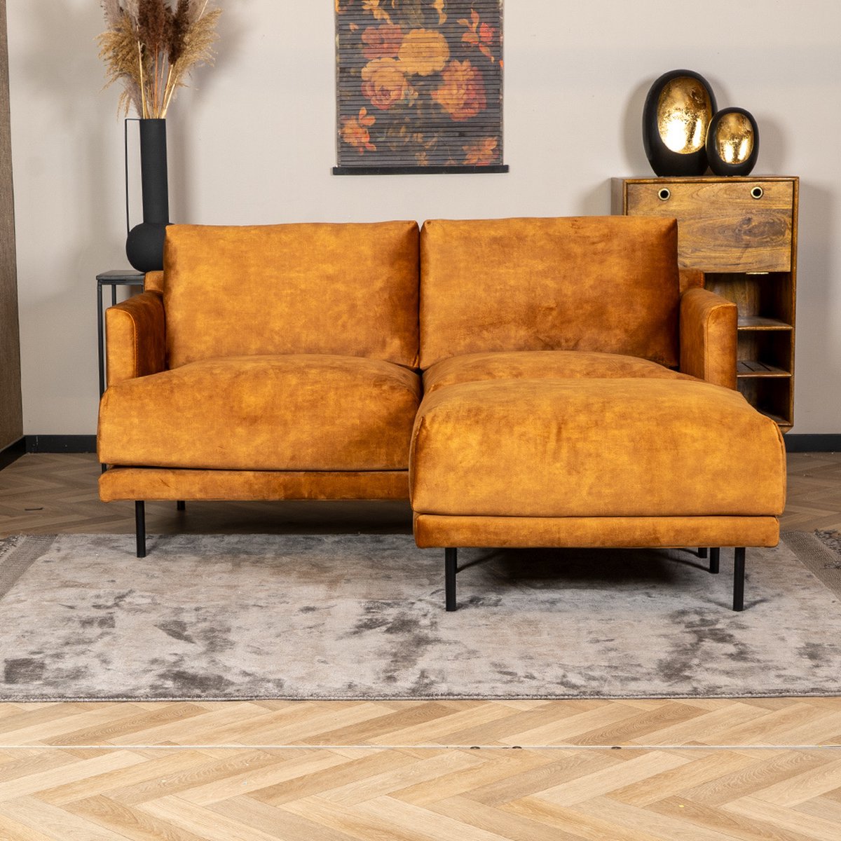 Bronx71 Hocker Denver eco-leer antraciet - Grijs