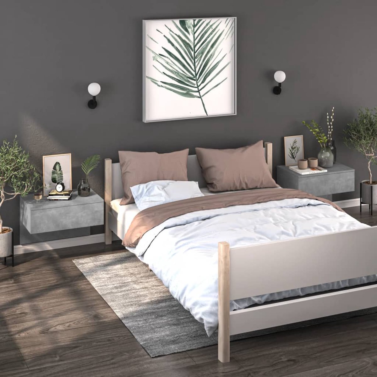 vidaXL Nachtkastje wandgemonteerd beton - Grijs