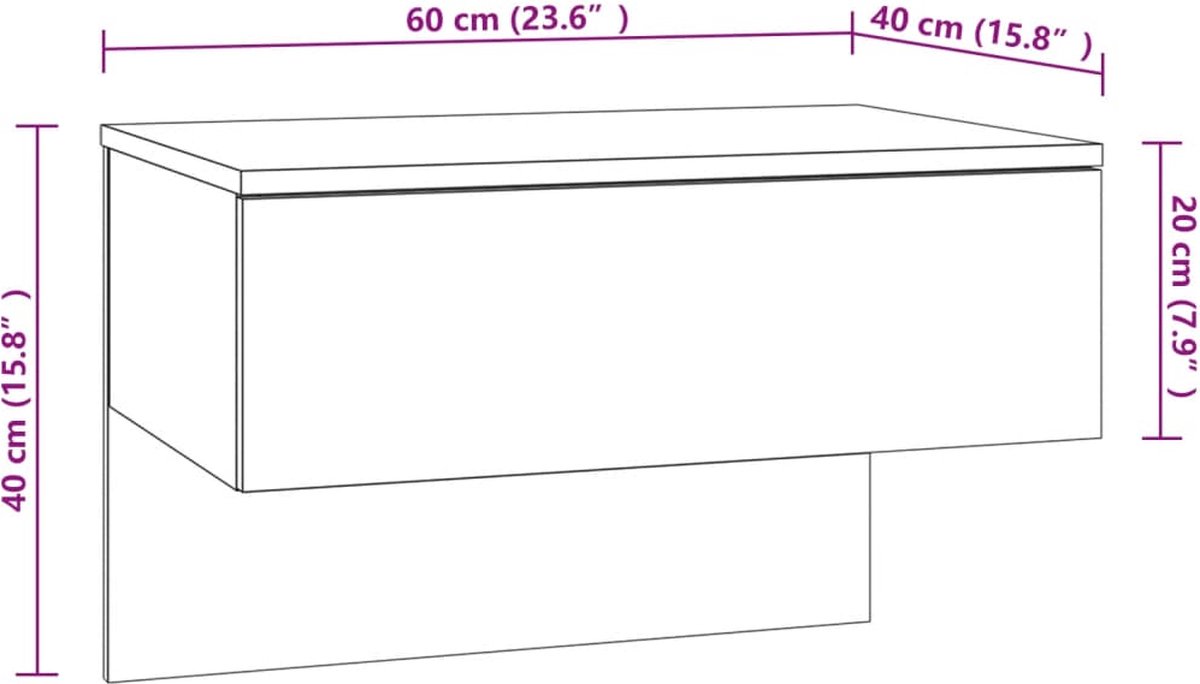 vidaXL Nachtkastje wandgemonteerd beton - Grijs