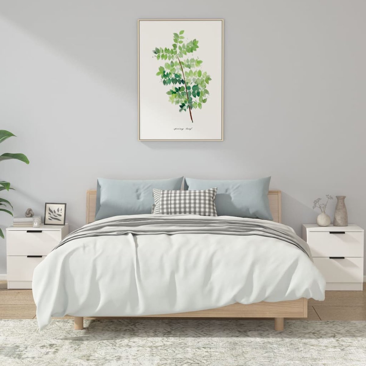 vidaXL Nachtkastjes 2 st bewerkt hout wit