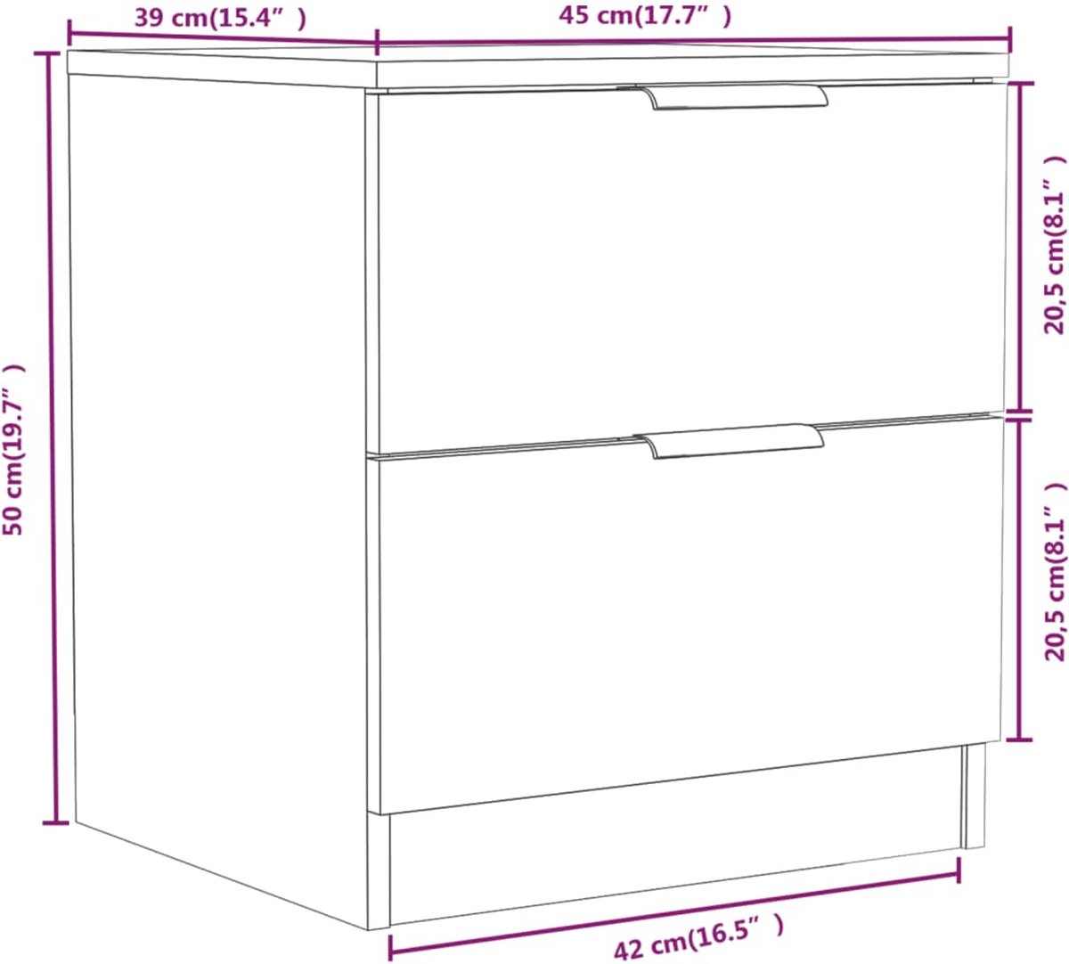 vidaXL Nachtkastjes 2 st bewerkt hout wit