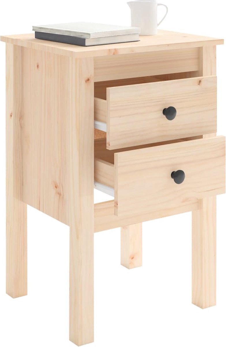 vidaXL Nachtkastje 40x35x61,5 cm massief grenenhout - Bruin