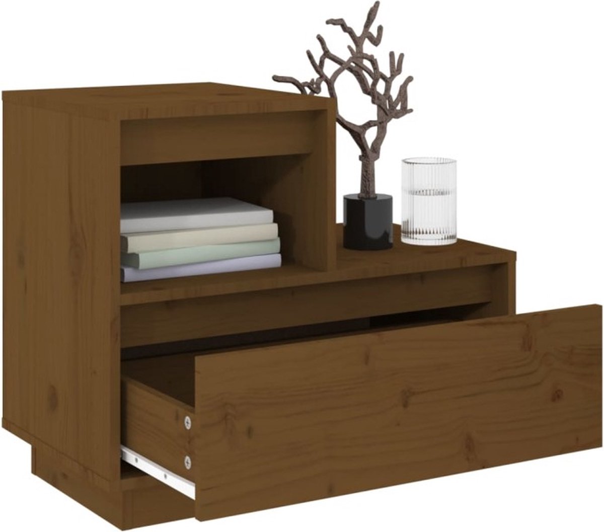 vidaXL Nachtkastje 60x34x51 cm massief grenenhout honing - Bruin