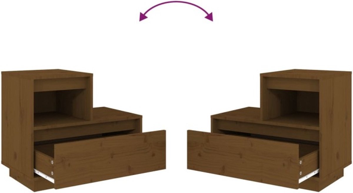 vidaXL Nachtkastje 60x34x51 cm massief grenenhout honing - Bruin