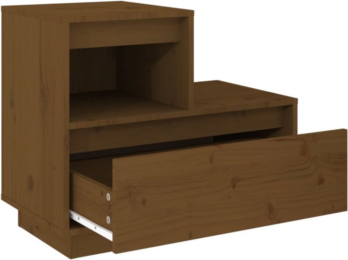 vidaXL Nachtkastje 60x34x51 cm massief grenenhout honing - Bruin