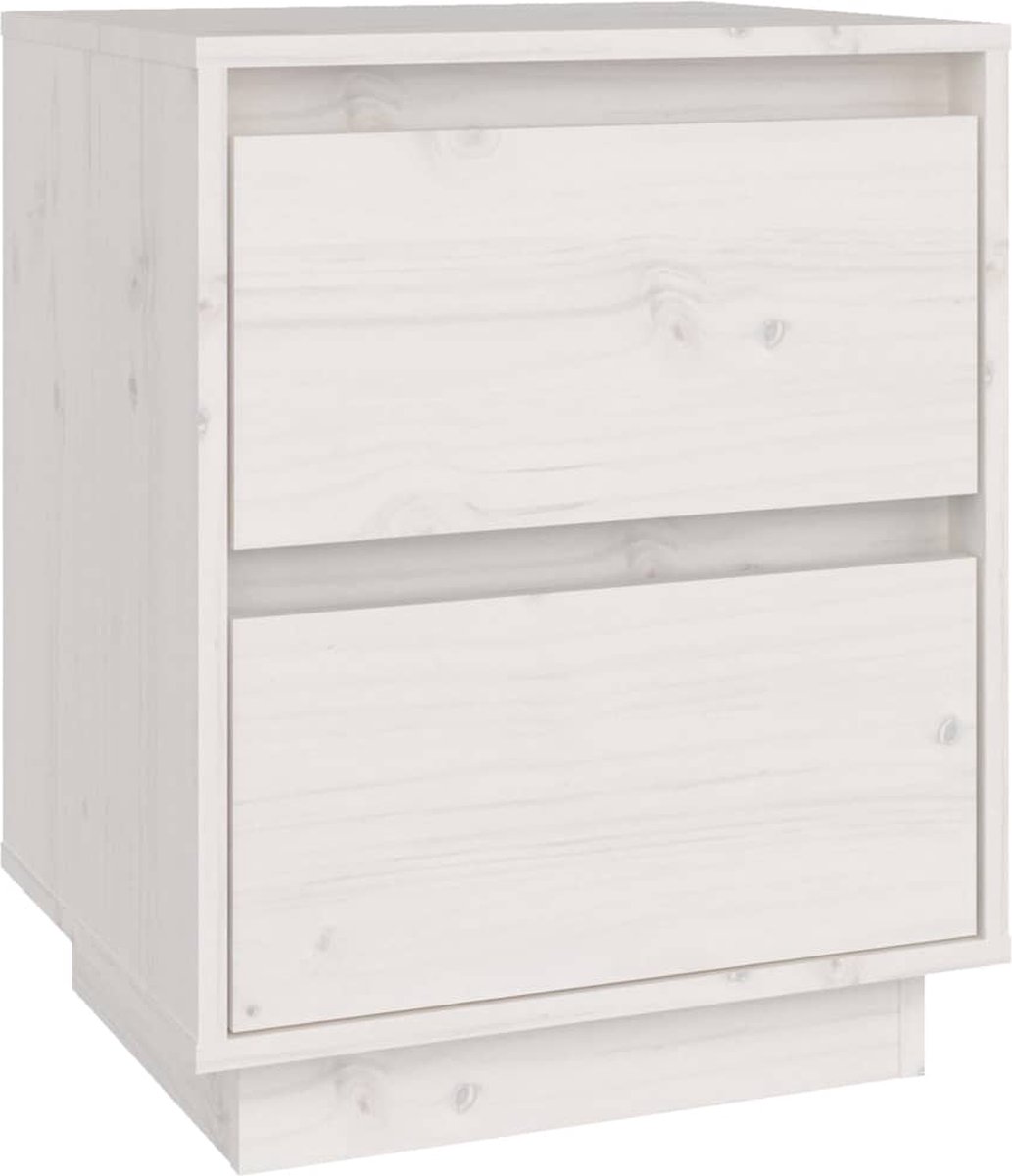vidaXL Nachtkastje 40x35x50 cm massief grenenhout wit