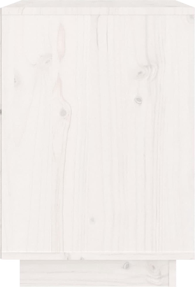 vidaXL Nachtkastje 40x35x50 cm massief grenenhout wit