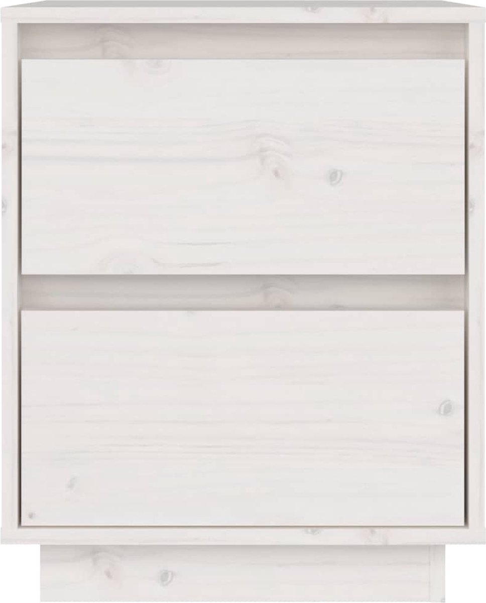 vidaXL Nachtkastje 40x35x50 cm massief grenenhout wit