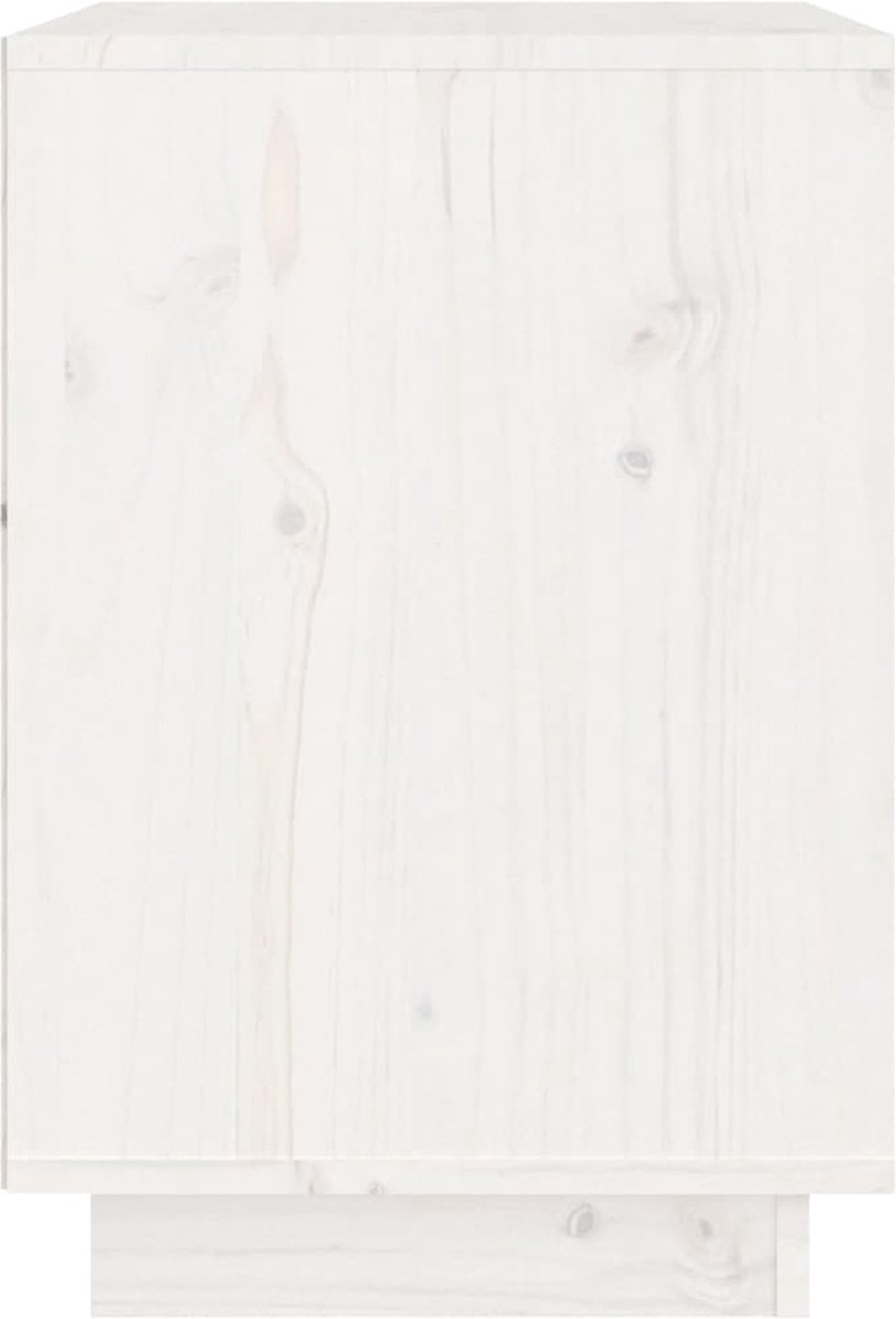 vidaXL Nachtkastje 40x35x50 cm massief grenenhout wit