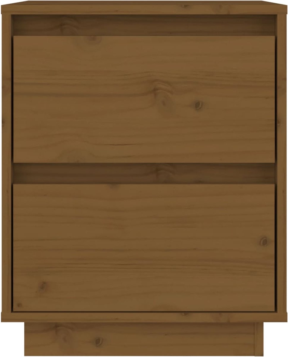 vidaXL Nachtkastjes 2 st 40x35x50 cm massief grenenhout honing - Bruin