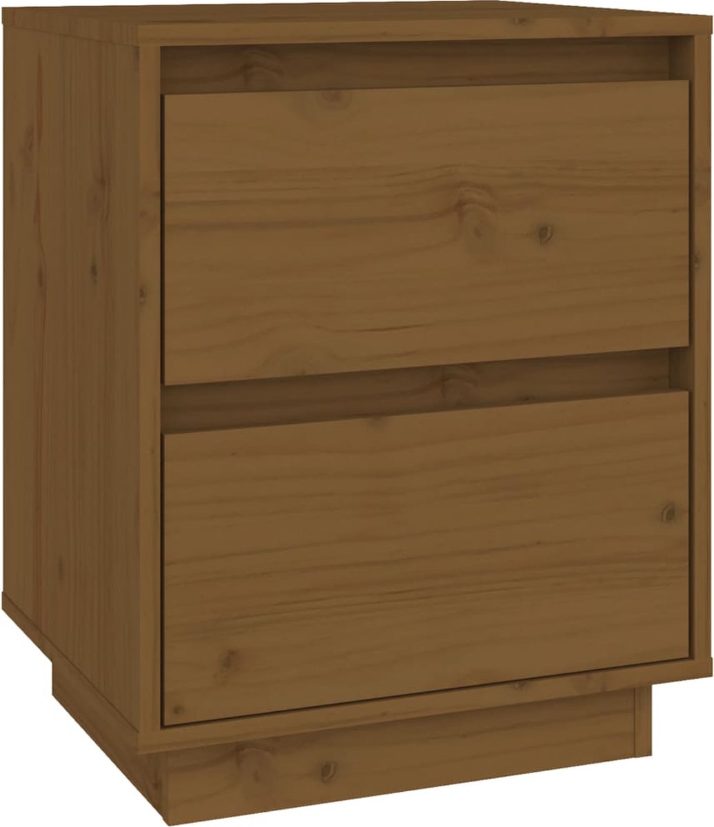 vidaXL Nachtkastjes 2 st 40x35x50 cm massief grenenhout honing - Bruin