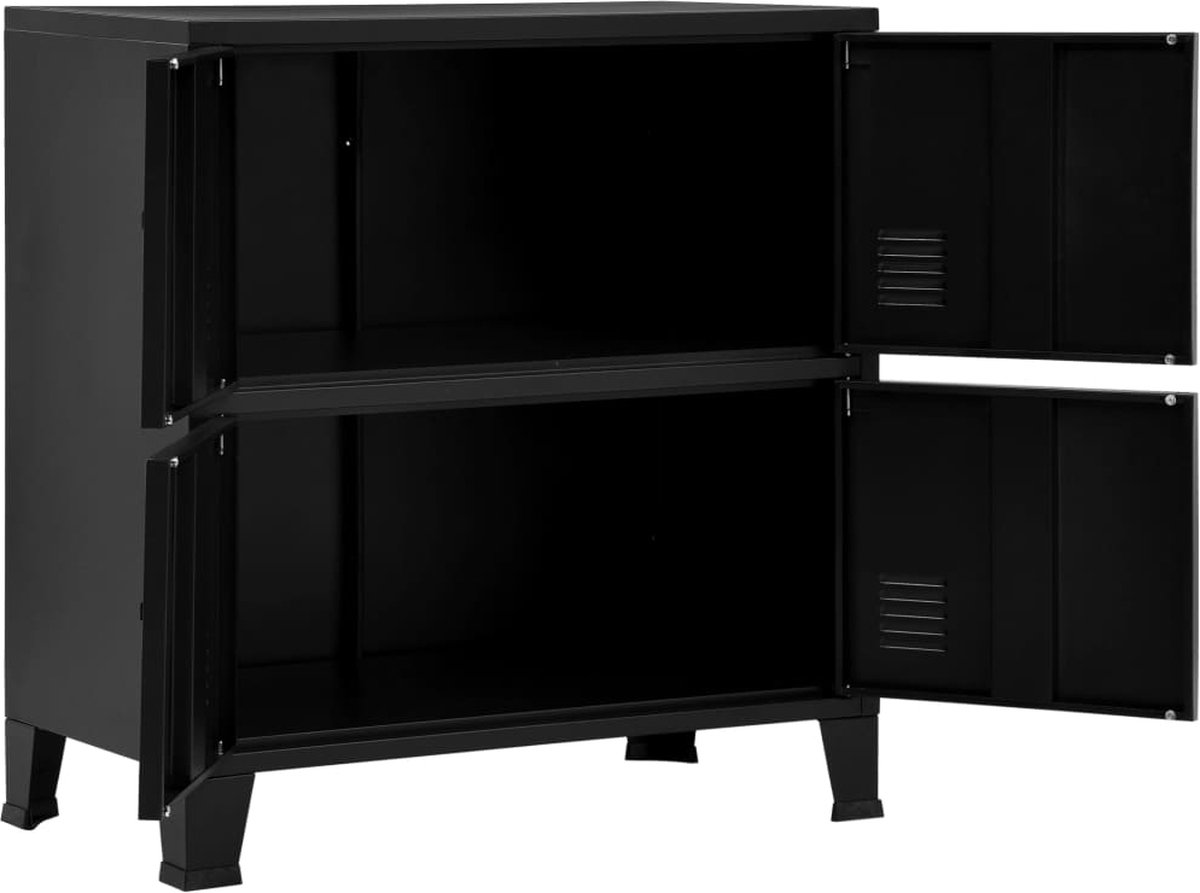 vidaXL Archiefkast met 4 deuren industrieel 75x40x80 cm staal - Zwart