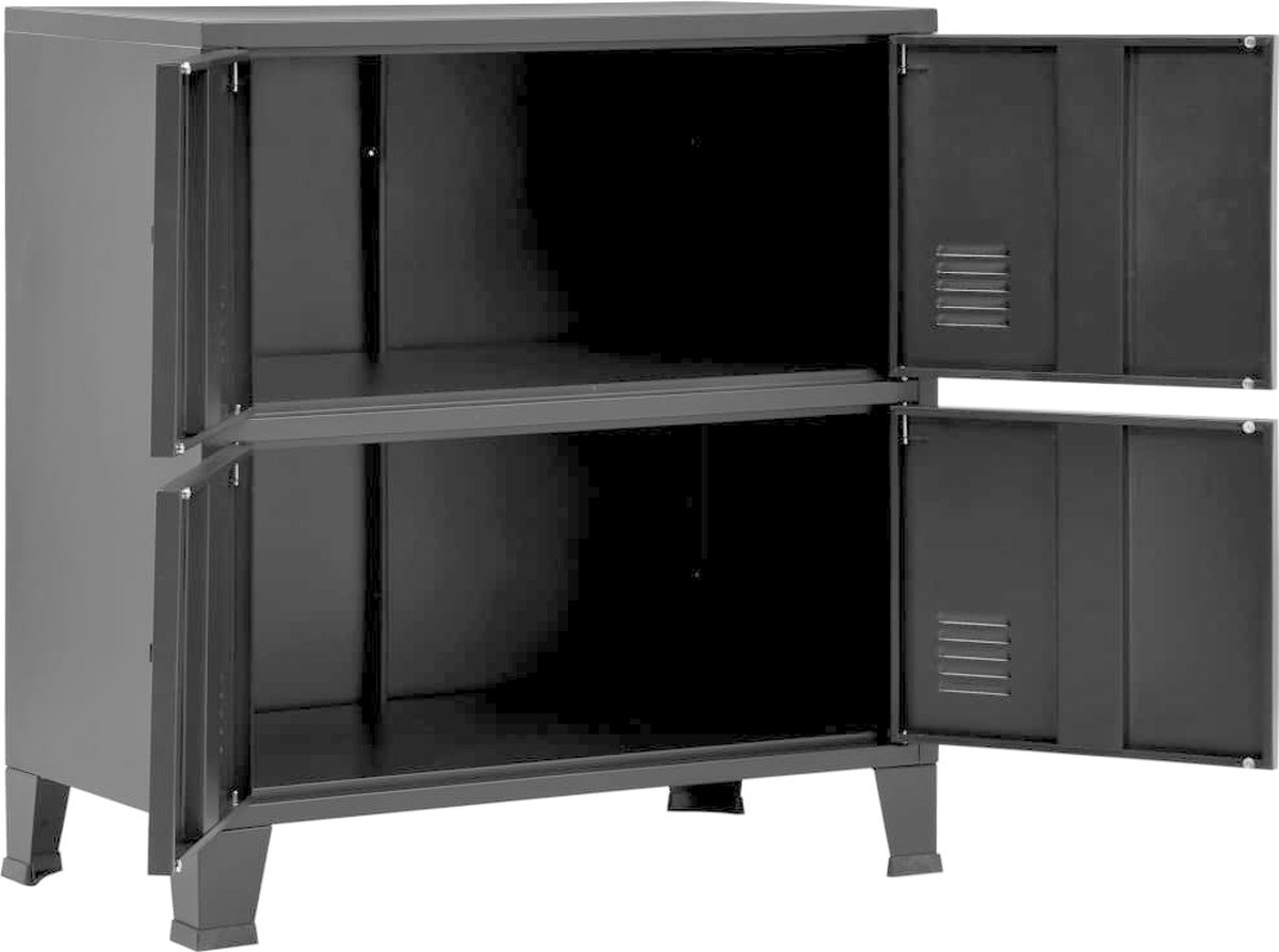 vidaXL Archiefkast met 4 deuren industrieel 75x40x80 cm staal - Zwart