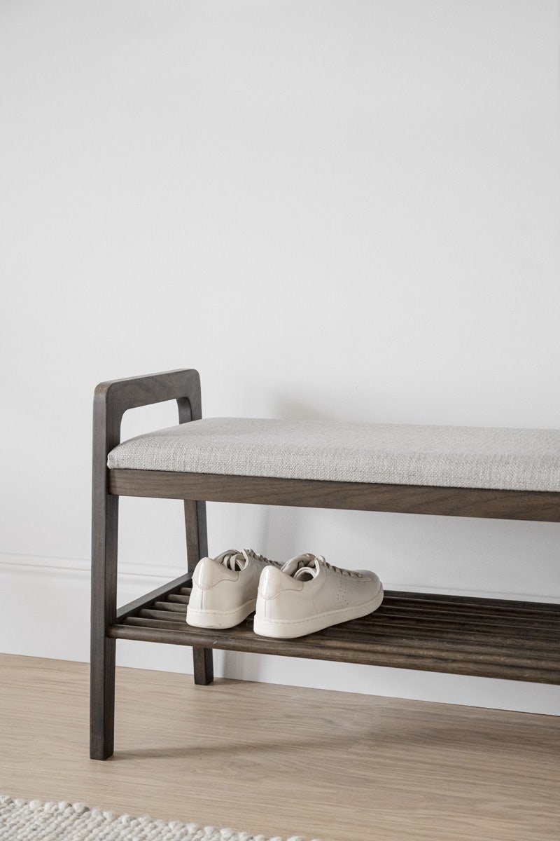 Rowico Inverness Bankje - B75 X D40 X H55 Eikenhout - Stof - Bruin