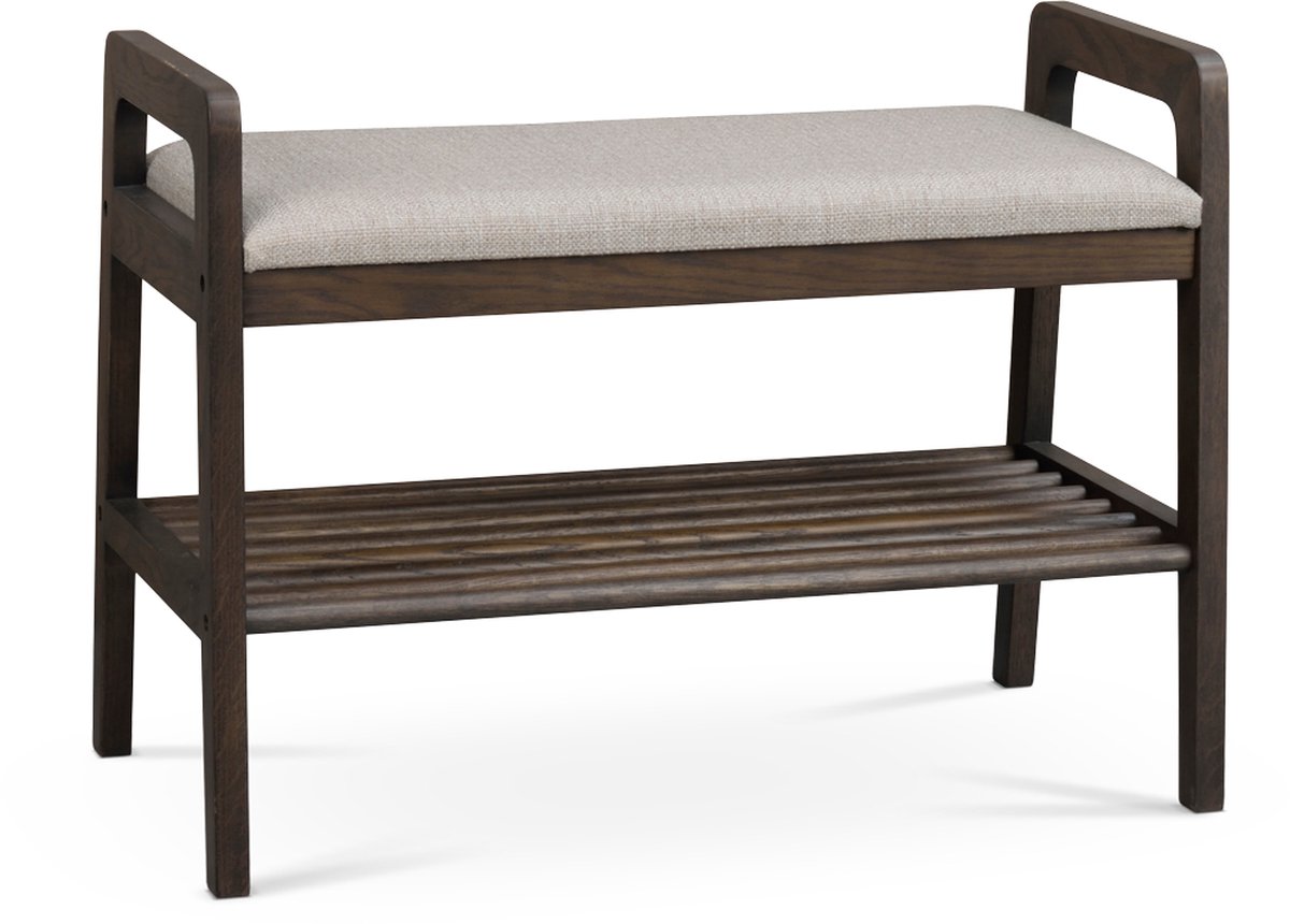 Rowico Inverness Bankje - B75 X D40 X H55 Eikenhout - Stof - Bruin