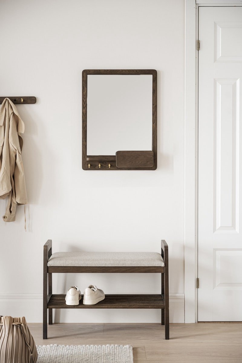 Rowico Inverness Bankje - B75 X D40 X H55 Eikenhout - Stof - Bruin