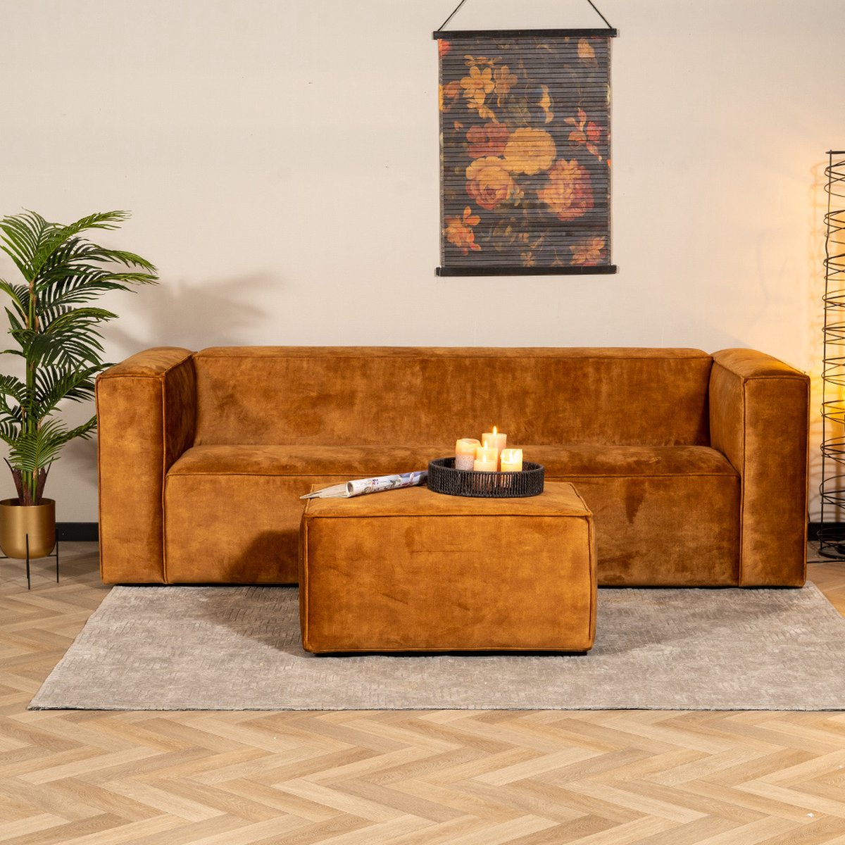 Bronx71 Hocker Memphis eco-leer antraciet - Grijs