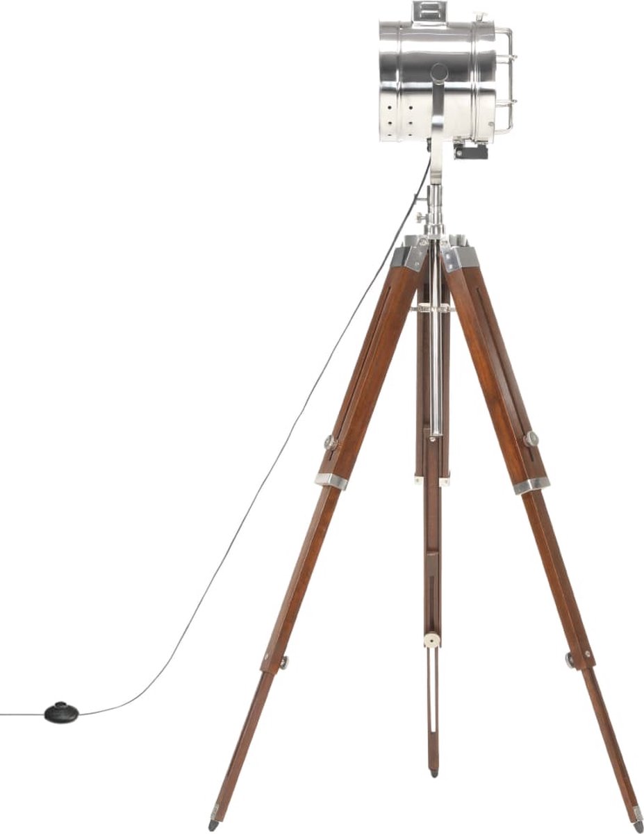 vidaXL Vloerlamp driepoot 165 cm massief mangohout - Bruin