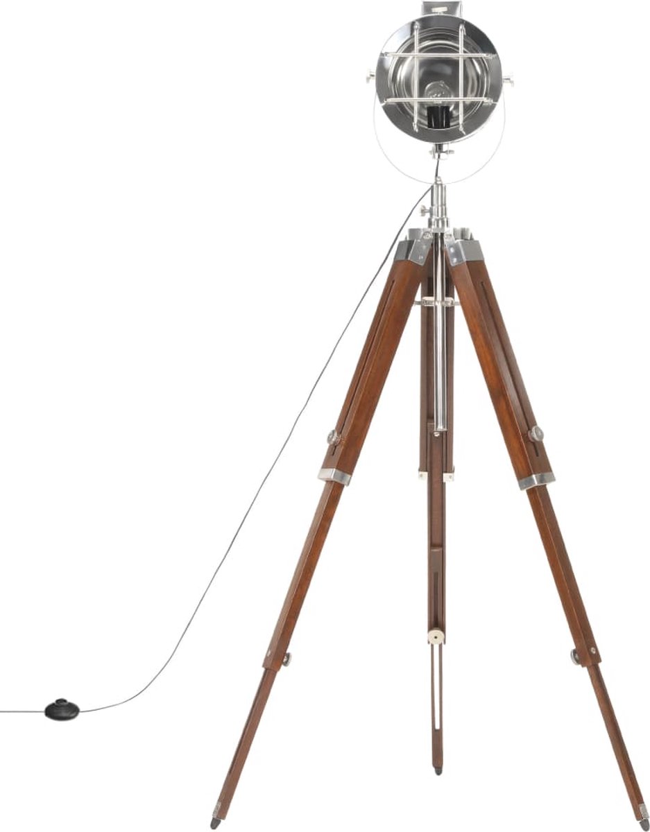 vidaXL Vloerlamp driepoot 165 cm massief mangohout - Bruin