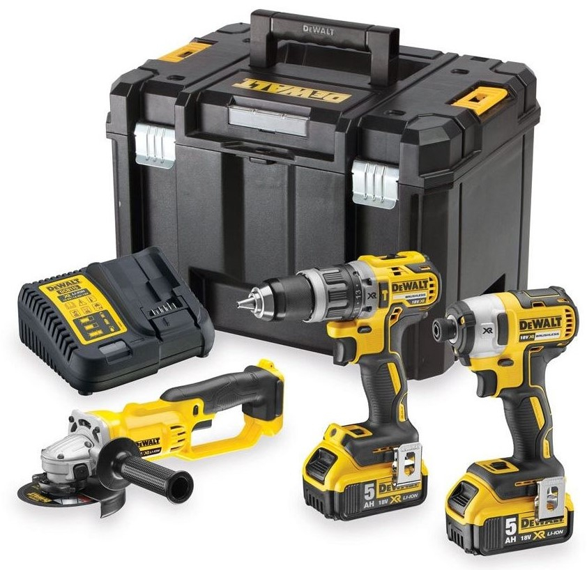 DeWalt DCK383P2T-QW | 18V XR Combiset | DCD796 + DCF887 + DCG412 | 2 x 5.0Ah accu en multilader | In TSTAK