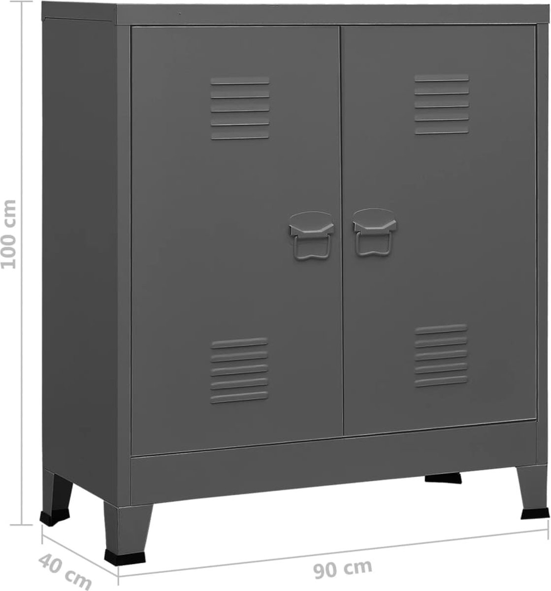 vidaXL Archiefkast industrieel 90x40x100 cm staal antracietkleurig