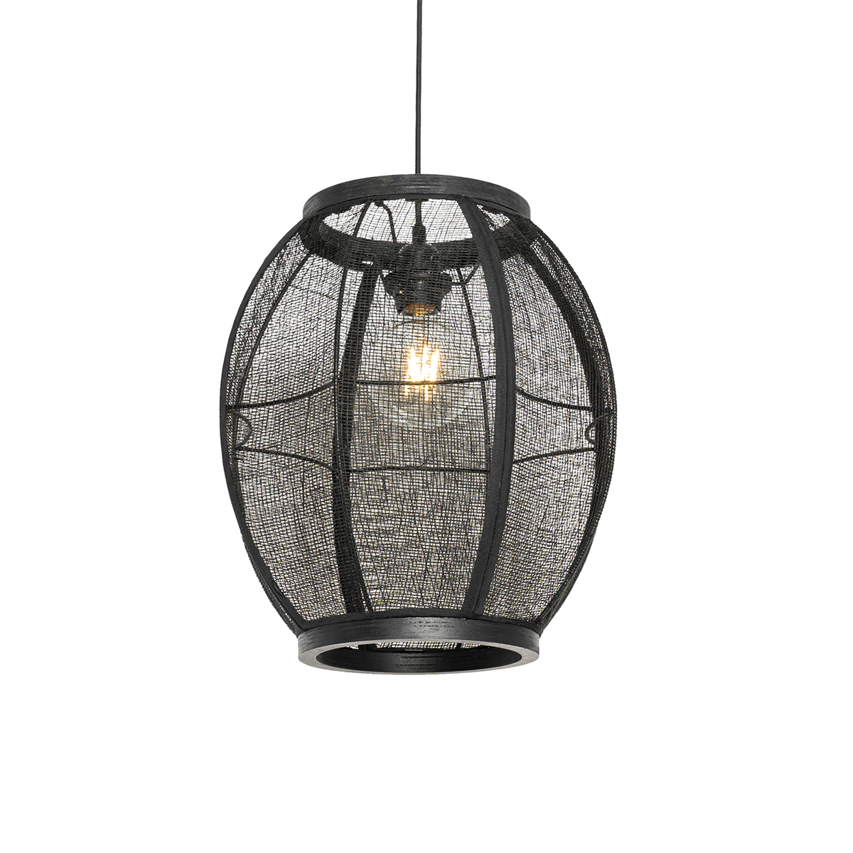 QAZQA Oosterse hanglamp 35 cm - Rob - Zwart