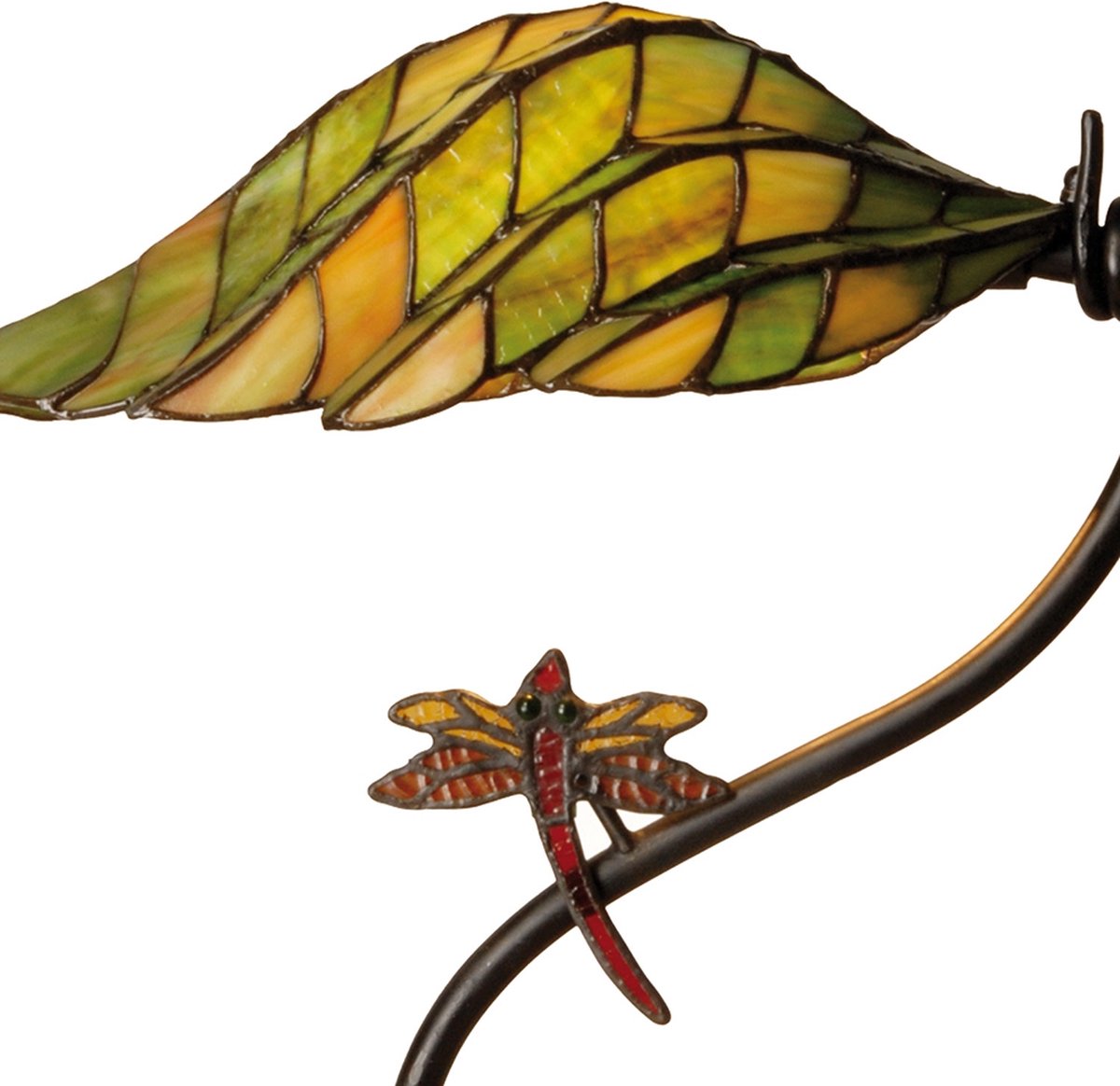 Clayre & Eef Tiffany Bureaulamp Met Libelle,, Geel - Glas, Metaal - Oranje