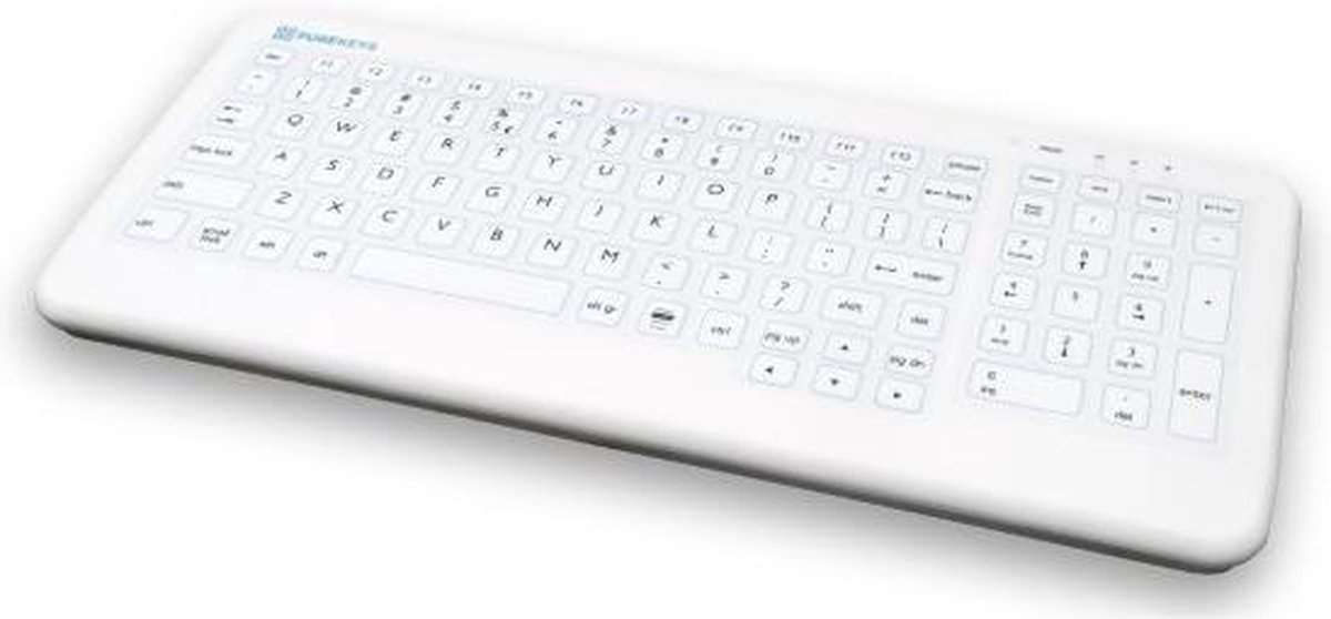 Purekeys compact hygiënisch medisch toetsenbord wit met VESA inserts