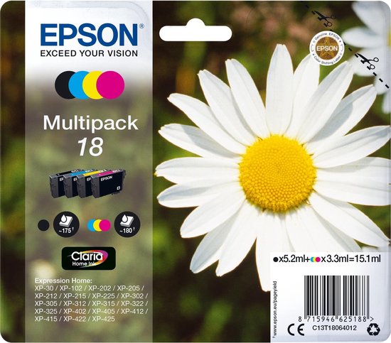 Epson T1806 Multipack 3-kleuren Claria Home Ink