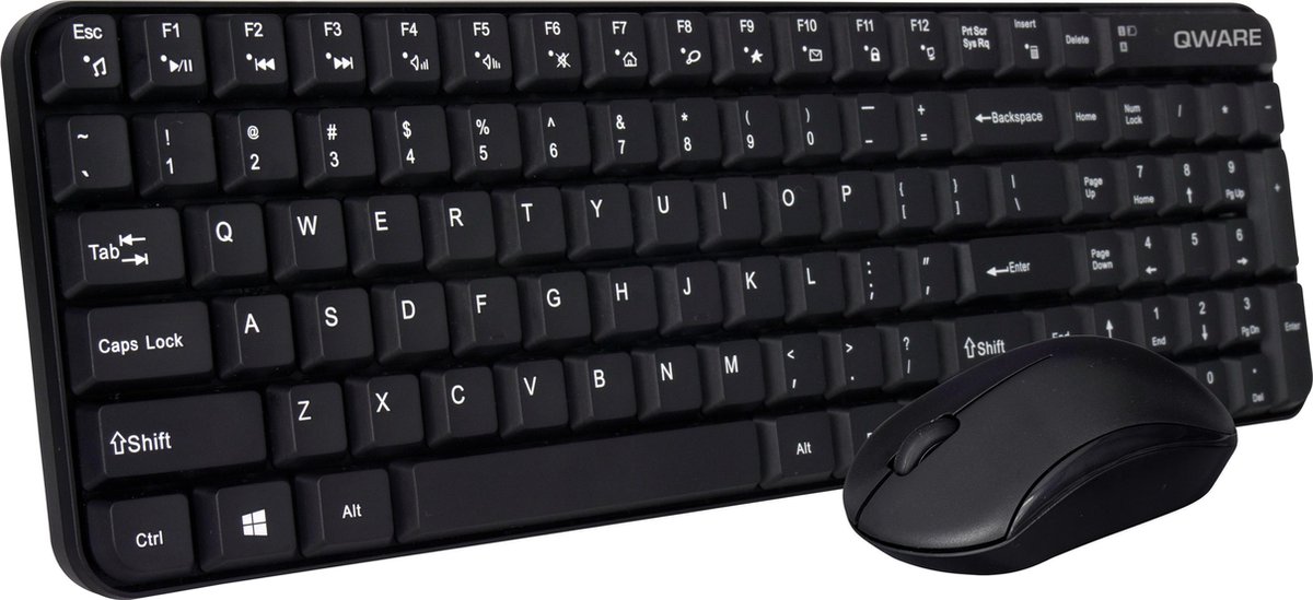 Qware - Office - draadloos - toetsenbord - muis - combo - Waterford - zwart - Qwerty