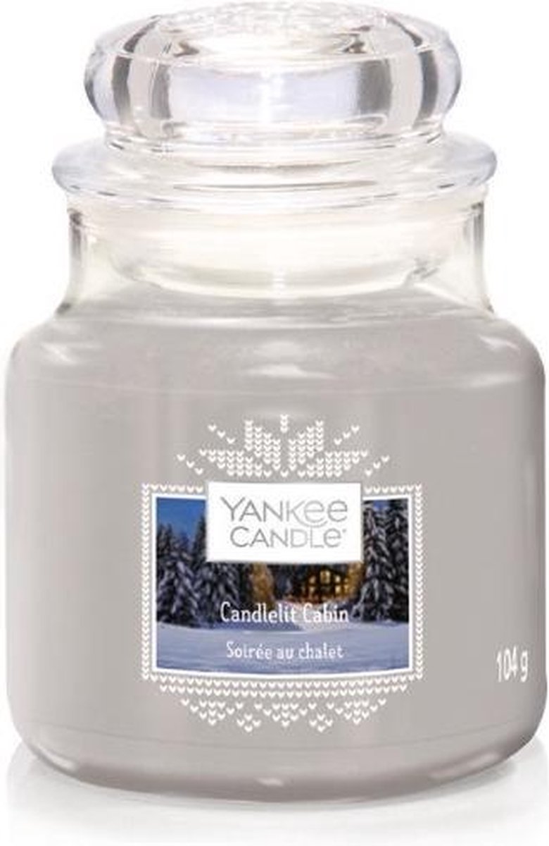 Yankee Candle Geurkaars Small Candlelit Cabin - 9 Cm / ø 6 Cm - Grijs