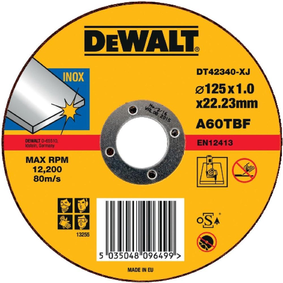 DeWalt 10x Doorslijpschijven metaal inox 125mm x 1 mm - in blik