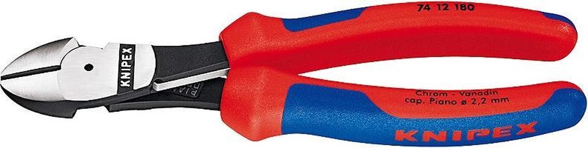 Knipex Kracht-zijsnijtang zwart geatramenteerd met meer-componentengrepen 180 mm