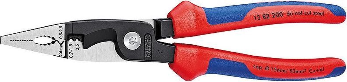 Knipex Elektro installatietang zwart geatramenteerd met meer-componentengrepen 200 mm