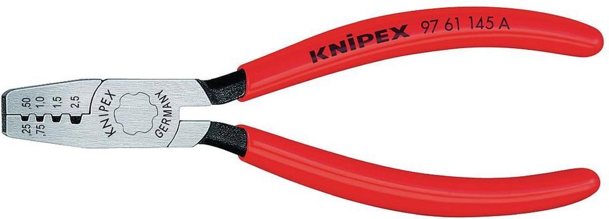 Knipex Krimptang voor adereindhulzen met kunststof bekleed 145 mm