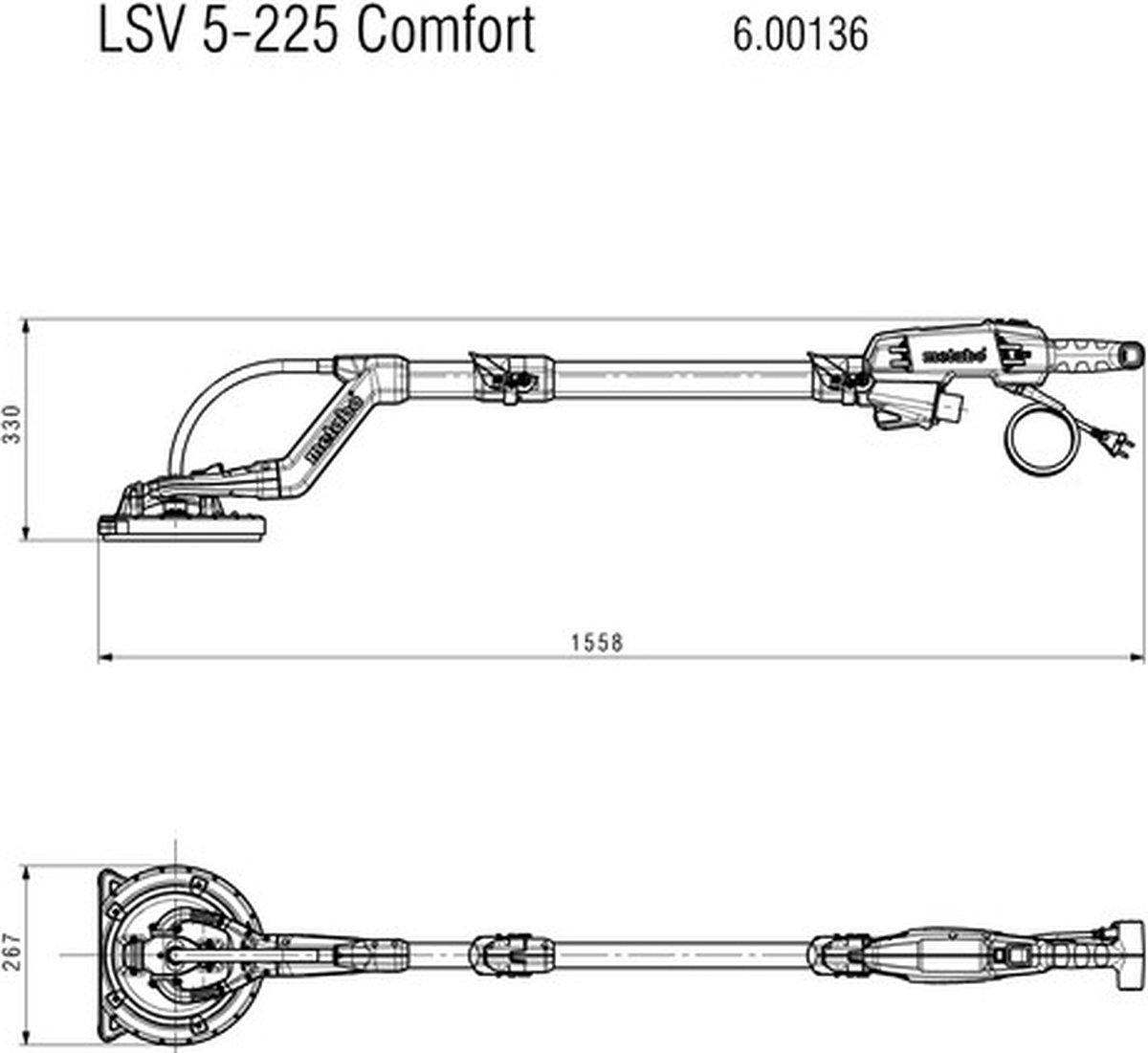 Metabo LSV 5-225 Comfort verstelbare schuurmachine voor grote vlakken