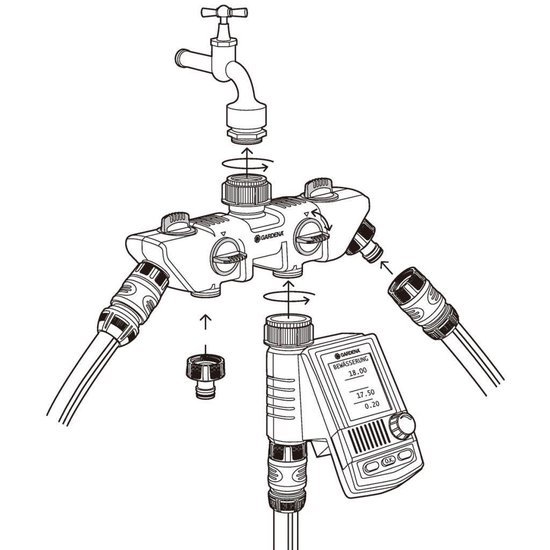 GARDENA 4-weg waterverdeler