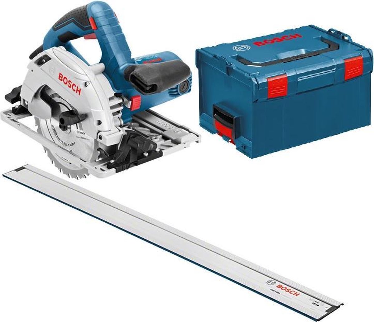 Bosch GKS 55+ GCE cirkelzaag | met 1600mm geleiderail | in L-Boxx