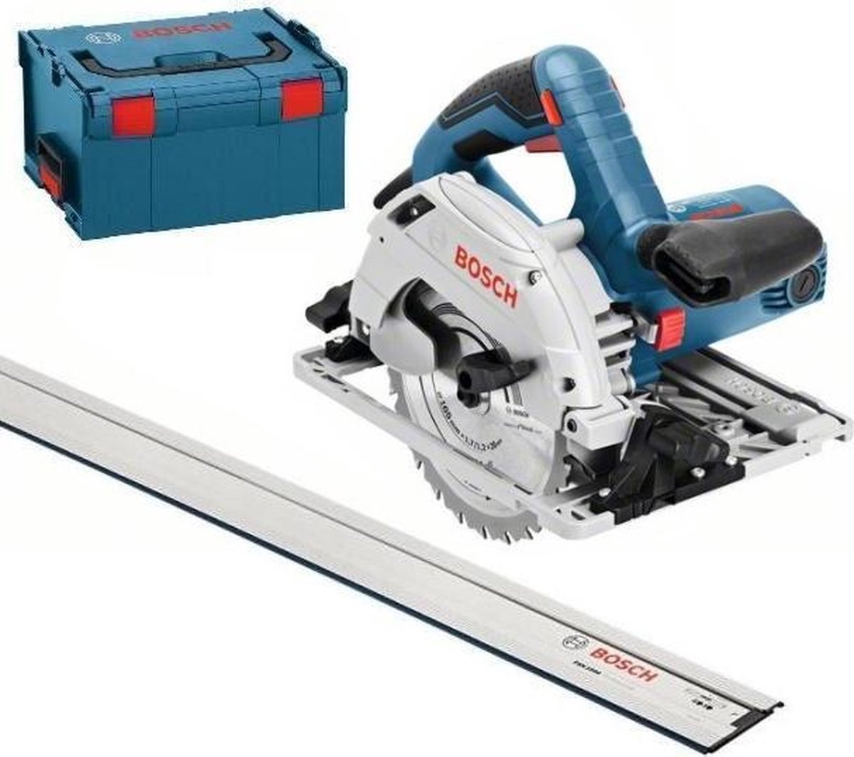 Bosch GKS 55+ GCE cirkelzaag | met 1600mm geleiderail | in L-Boxx