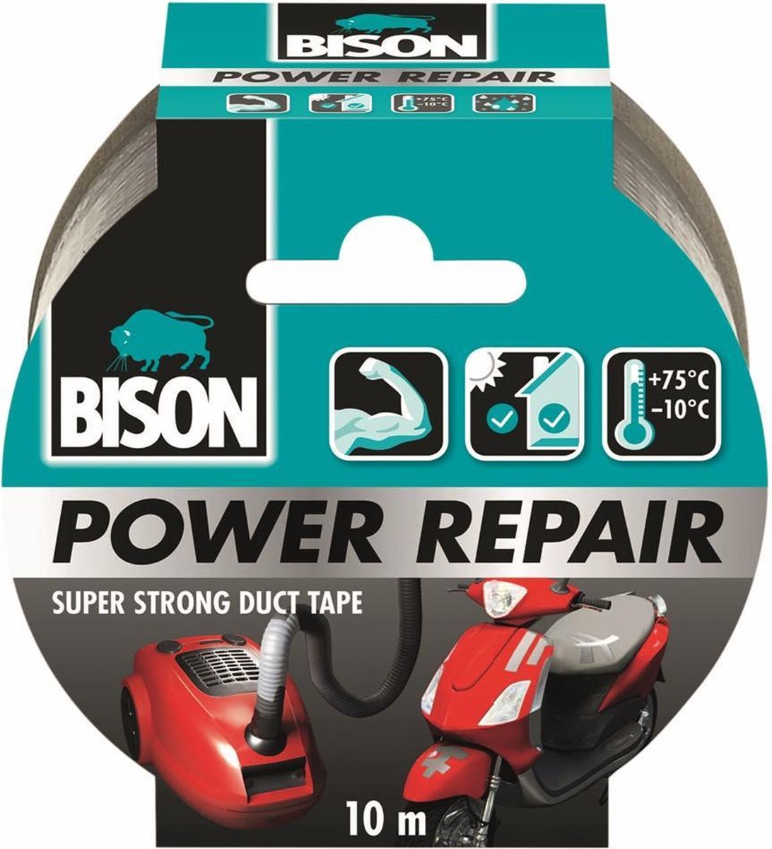 Bison Power Repair Tape Rol 10M - 6311855 - Grijs