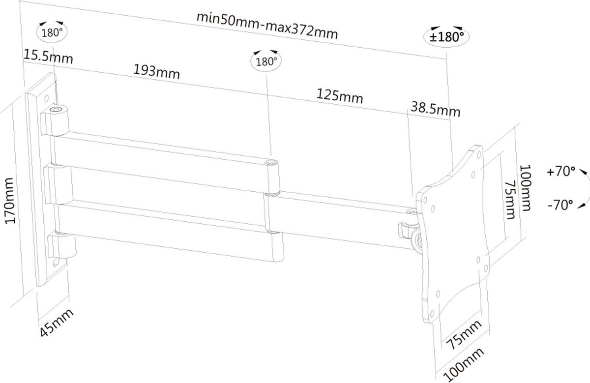 Neomounts by Newstar FPMA-W830BLACK - Wandbeugel - Zwart