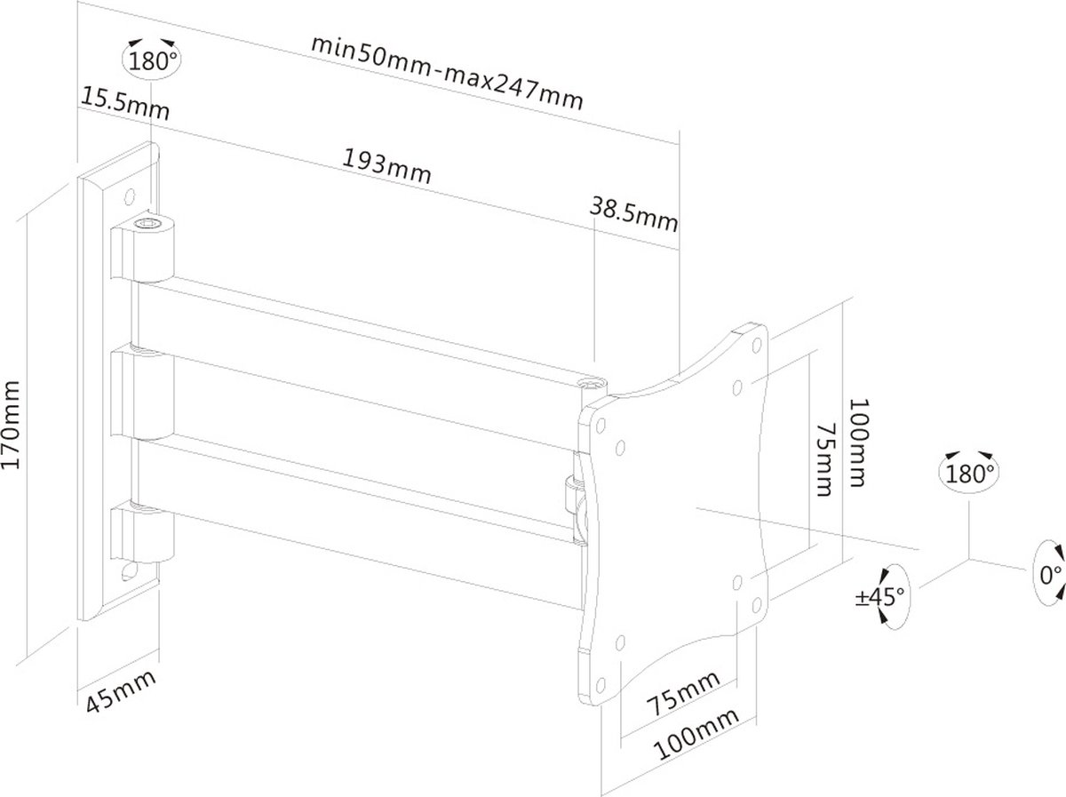 Neomounts by Newstar FPMA-W820BLACK - Wandbeugel - Zwart
