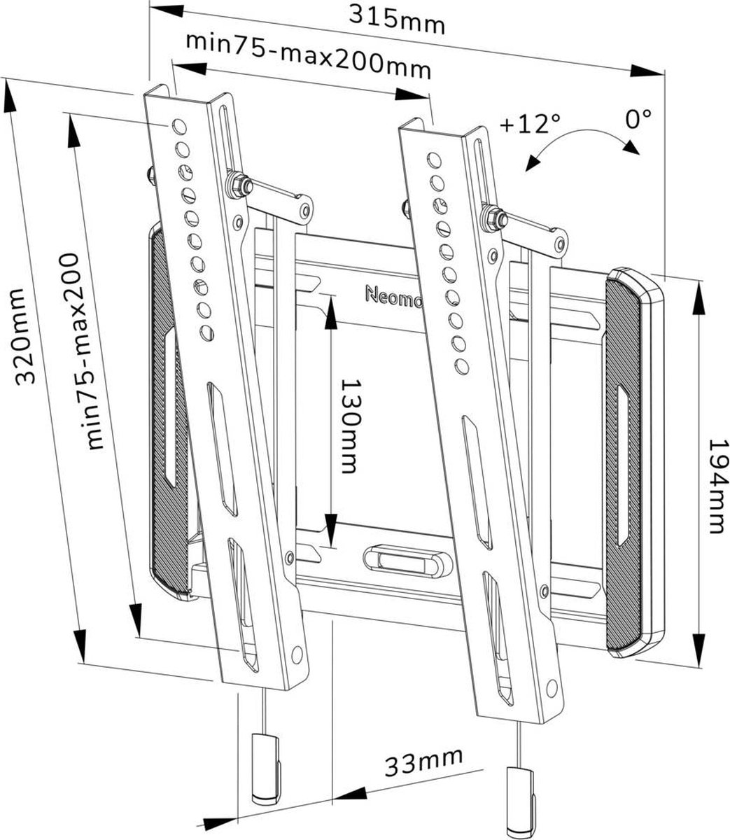 Neomounts by Newstar tv wandsteun - WL35-550BL12 - Zwart