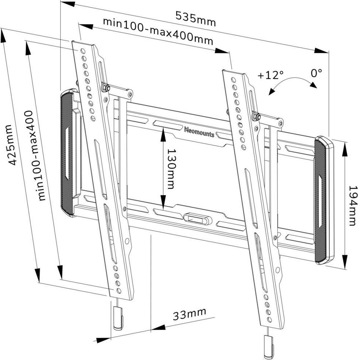Neomounts by Newstar tv wandsteun - WL35-550BL14 - Zwart