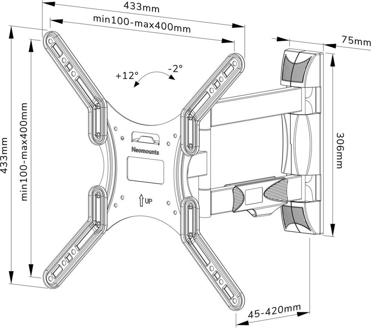 Neomounts by Newstar tv wandsteun - WL40-550BL14 - Zwart